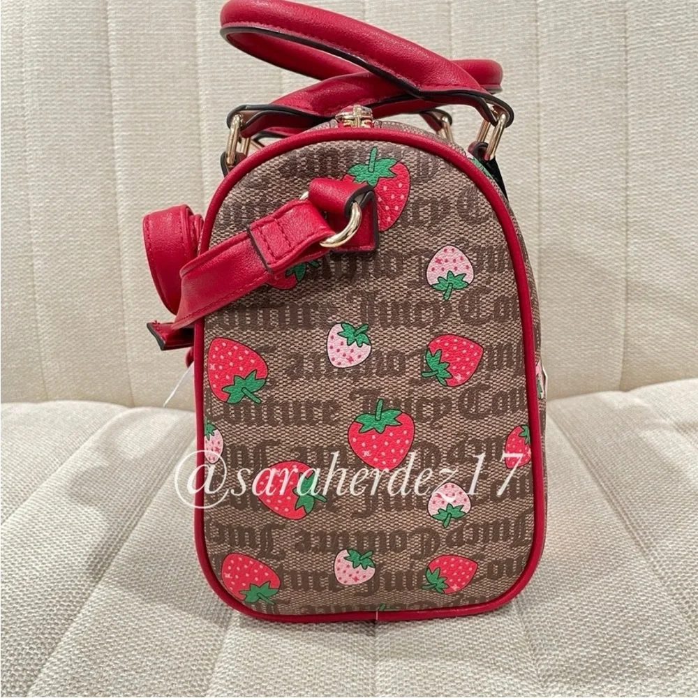 NEW Juicy Couture Strawberry‎ Monogram Satchel Bag Brown Red Crossbody